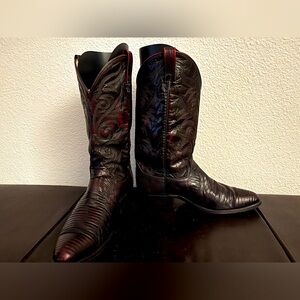 Dan Post Exotic Lizard Western Boots Black Cherry